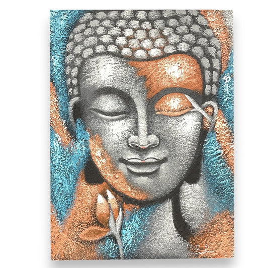 Buddha Painting - Silver & Rose Gold Flower 75x55cm - Luna Panther