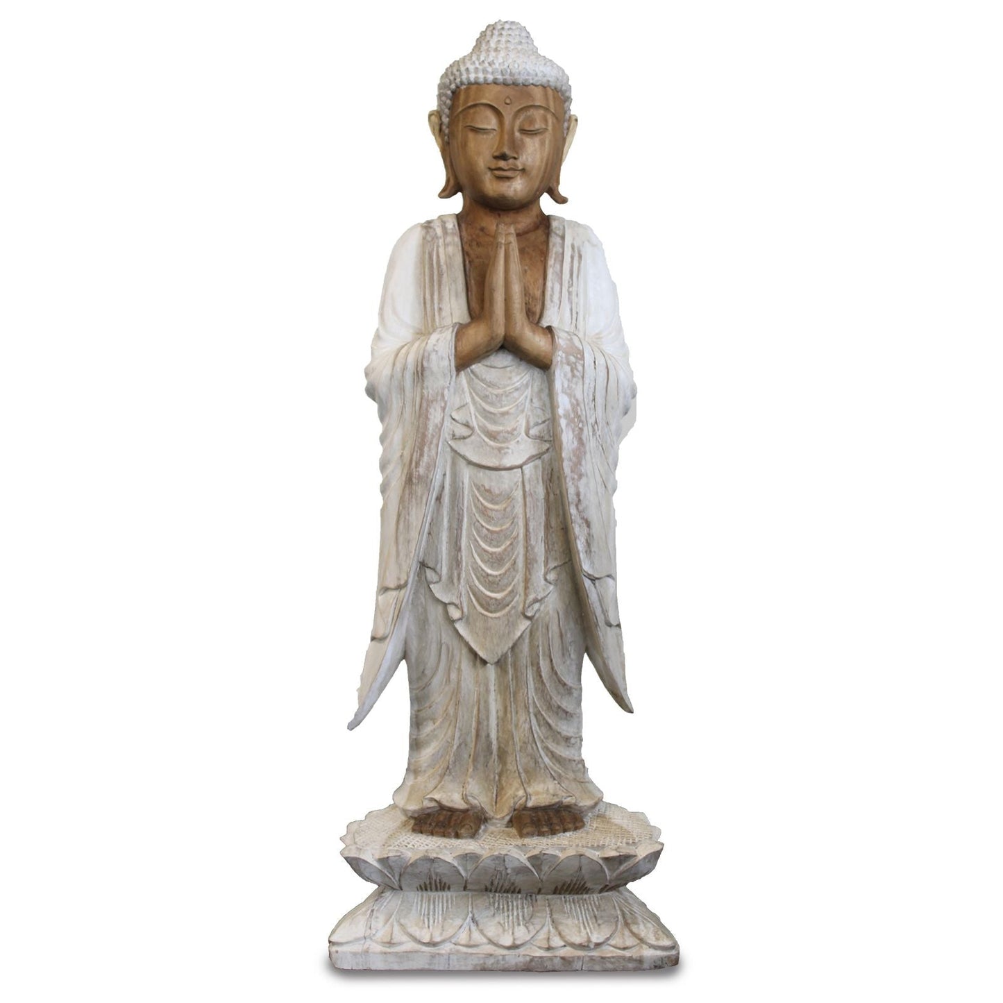 Buddha Statue Standing - Whitewash - 1m Welcome decorative Buddha statue at Luna Panther