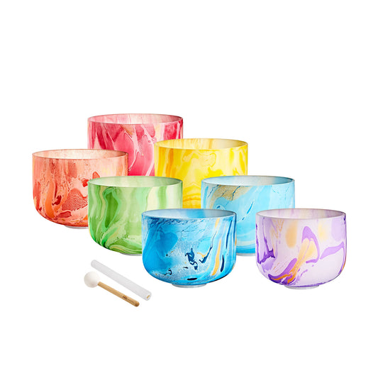 MEINL Sonic Energy Marble Crystal Singing Bowl Chakra Set 7 pcs - B4/A4/G4/F4/E4/D4/C4/432 Hz at Luna Panther