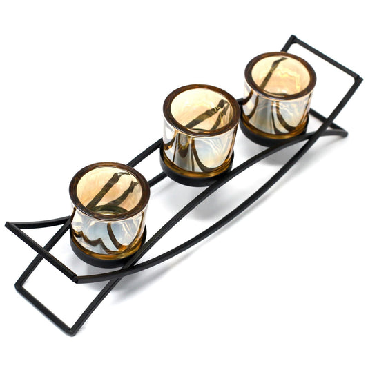Centrepiece Iron Votive Candle Holder - 3 Cup Silhouette - Luna Panther