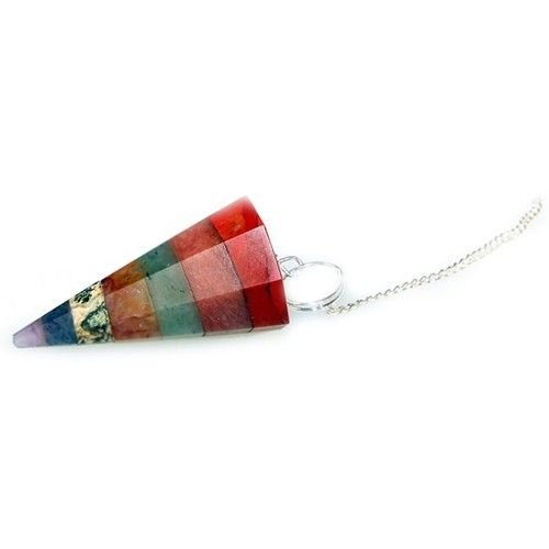 Polished Chakra Style 7 Slice Pendulums featuring natural patterning and unique variations - Luna Panther