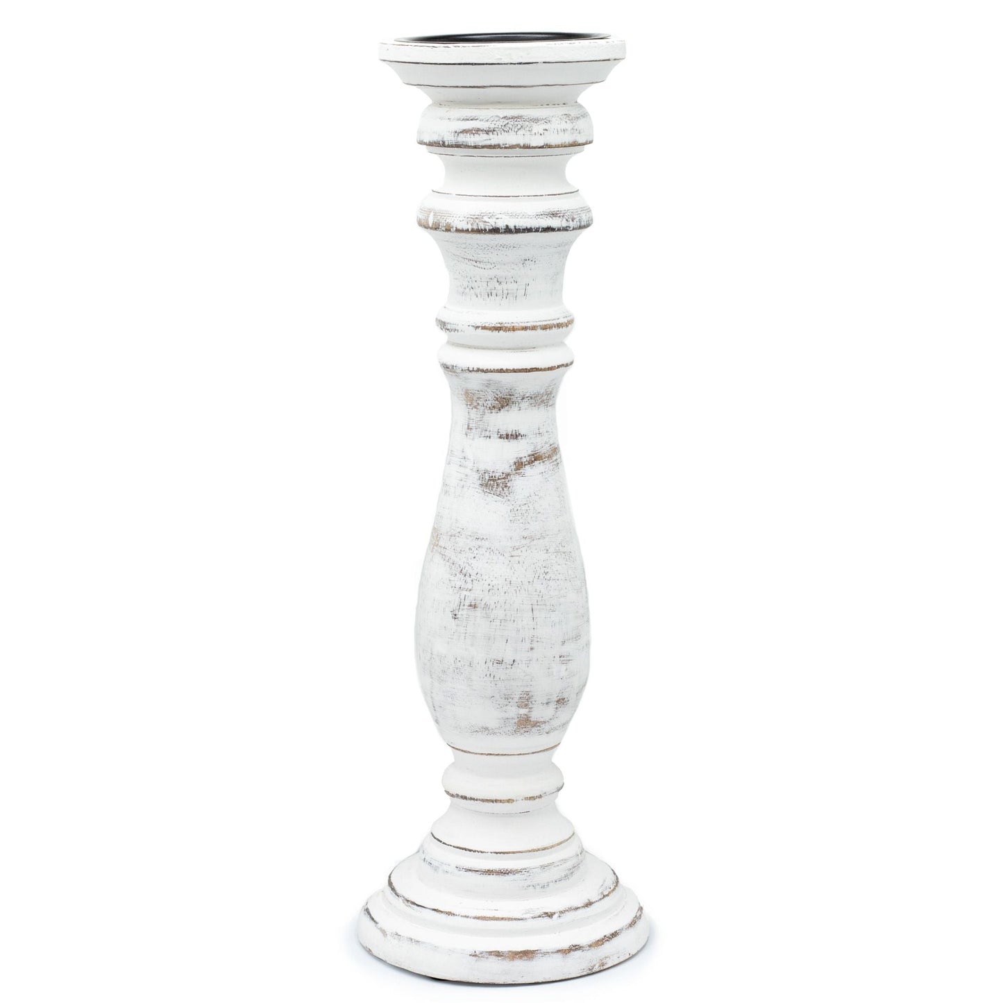 Polished Classic Candle Stand - Whitewash - Large featuring natural patterning and unique variations - Luna Panther