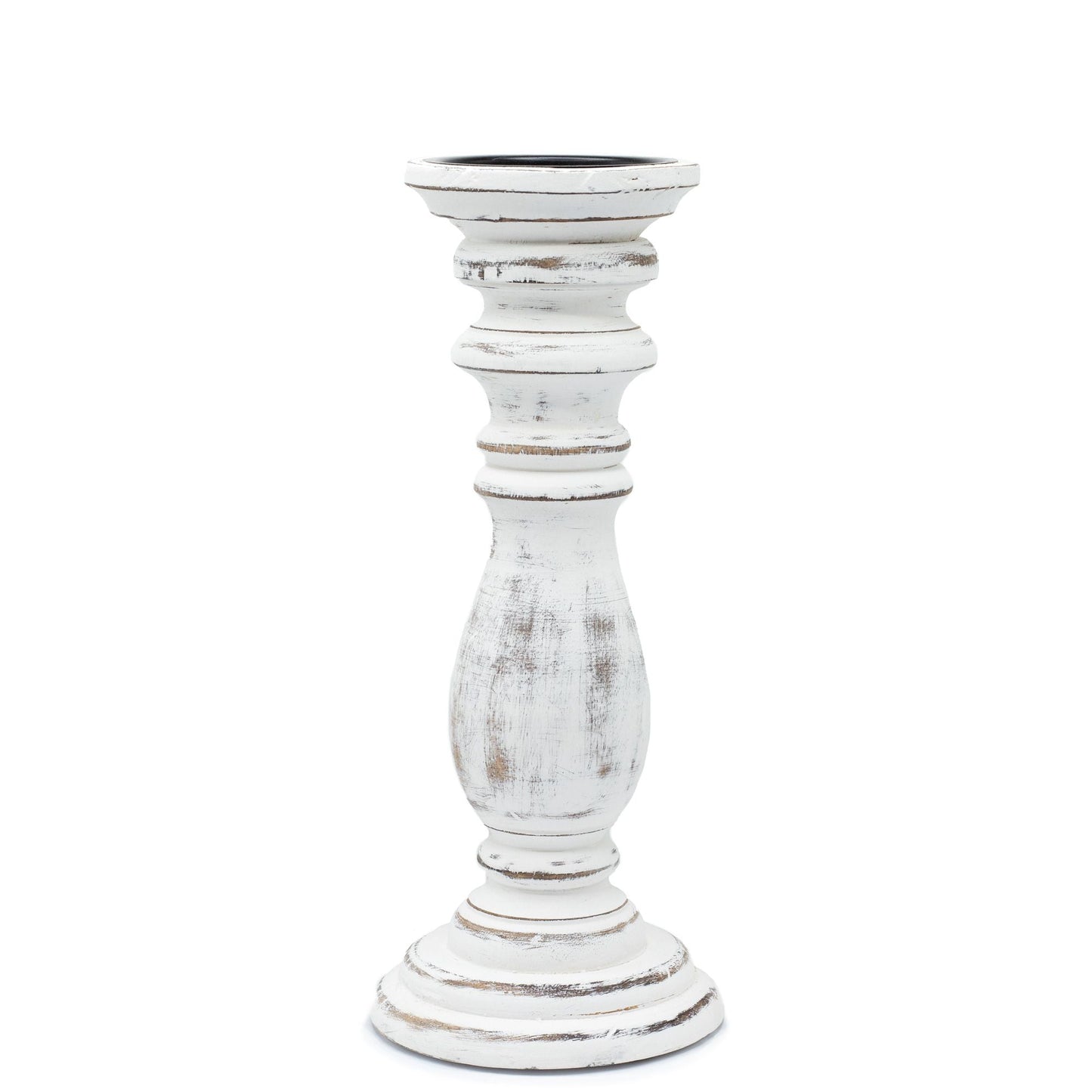 Polished Classic Candle Stand - Whitewash - Medium featuring natural patterning and unique variations - Luna Panther
