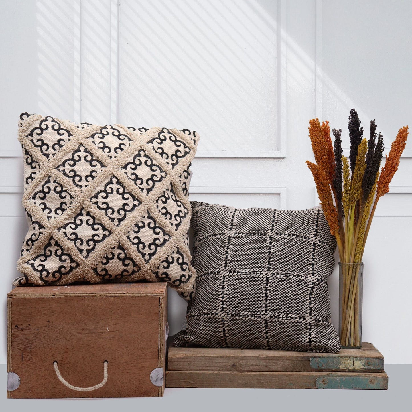Classic Cushion Cover - Herringbone Wide Grey - 40x40cm - Luna Panther