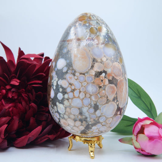 Polished Cobra Jasper Egg 1400g featuring earthy patterns and matte-gloss finish - Luna Panther