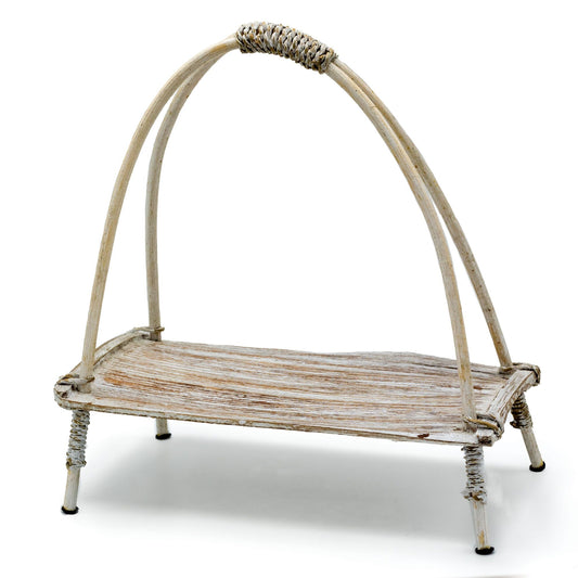 Coconut Leaf Tea Stand - Whitewash - Luna Panther