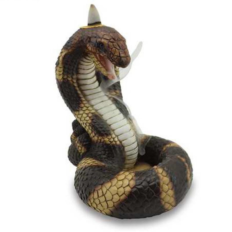 Polished Coiled Cobra Snake Backflow Incense Burner featuring natural patterning and unique variations - Luna Panther