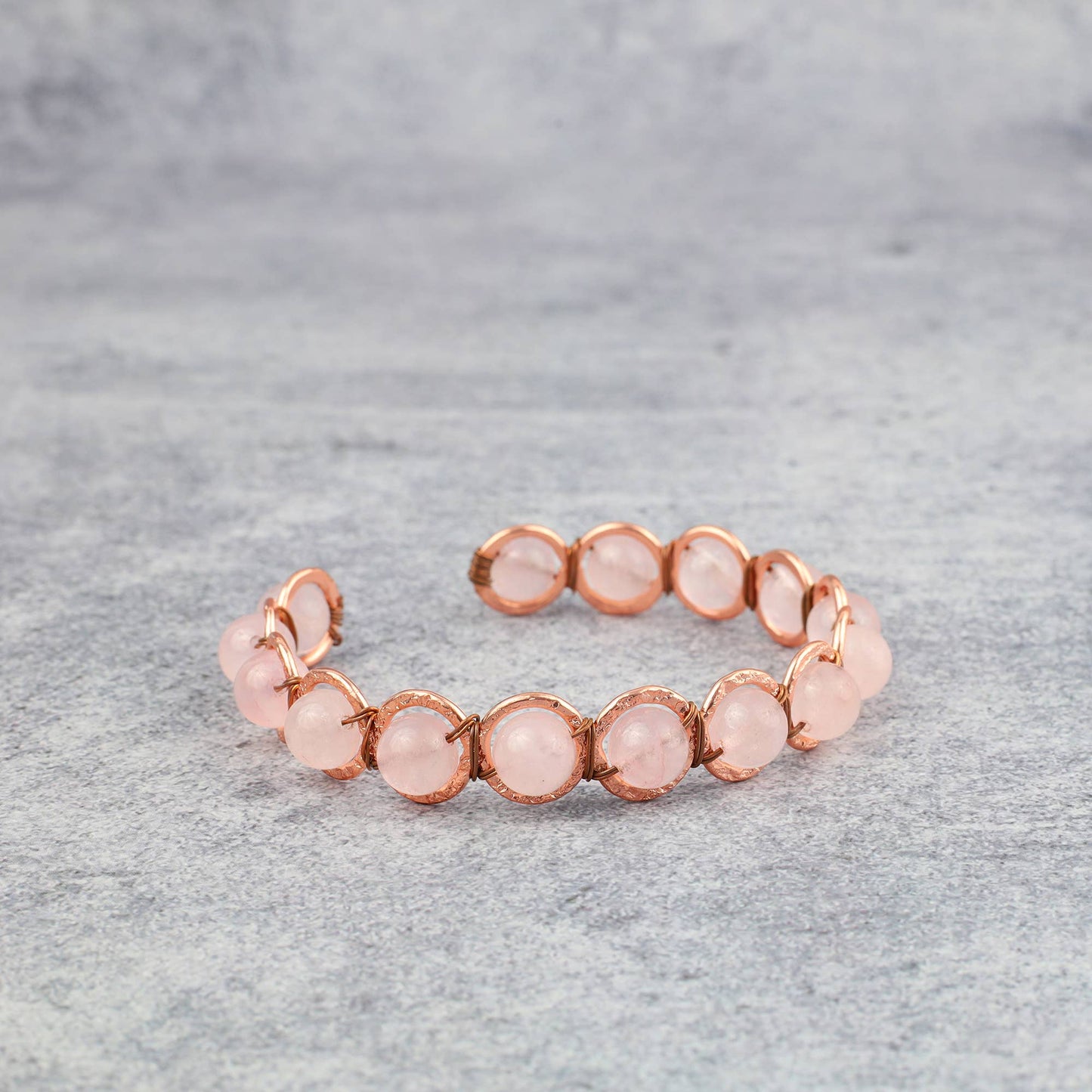 Copper & Rose Quartz Crystal Bracelet - Luna Panther