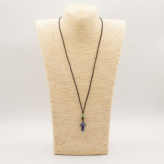 Cord Necklace Gemstone Pendant - Sodalite Mushroom - Luna Panther