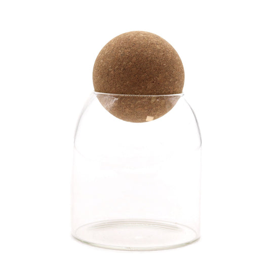 Polished Cottage Cork-Ball Glass Jar - Clear - 10cm featuring natural patterning and unique variations - Luna Panther