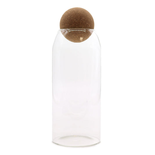 Polished Cottage Cork-Ball Glass Jar - Clear - 20cm featuring natural patterning and unique variations - Luna Panther