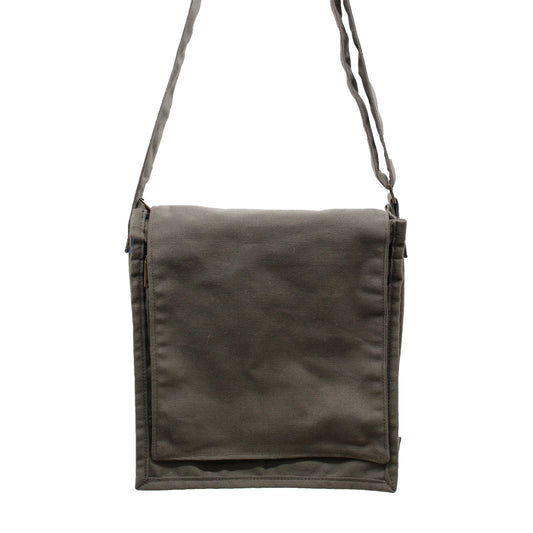 Polished Cotton Canvas Messenger Bag - Graphite featuring natural patterning and unique variations - Luna Panther