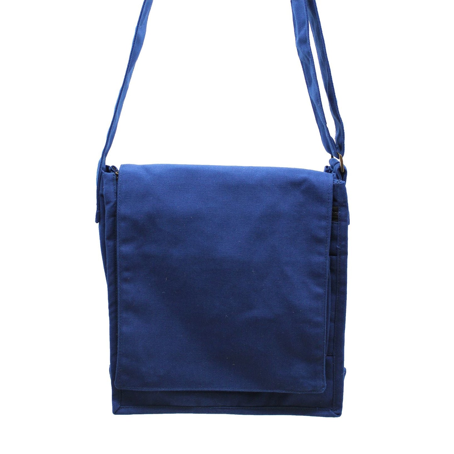 Polished Cotton Canvas Messenger Bag - Navy Blue featuring natural patterning and unique variations - Luna Panther