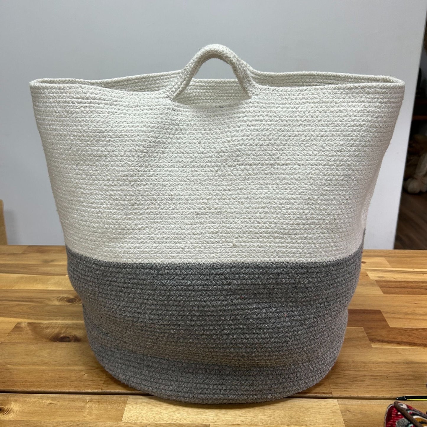 Cotton Rope Laundry / Storage Big Basket 45x40cm - Grey - Luna Panther