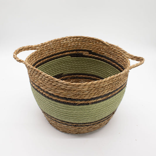 Cotton & Seagrass Large Baskets - Natural Black & Green - Set of 3 - Luna Panther alternate view