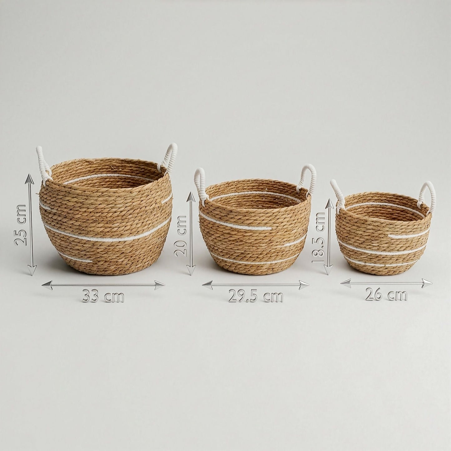Cotton & Seagrass Large Baskets - Natural Stripes - Set of 3 - Luna Panther