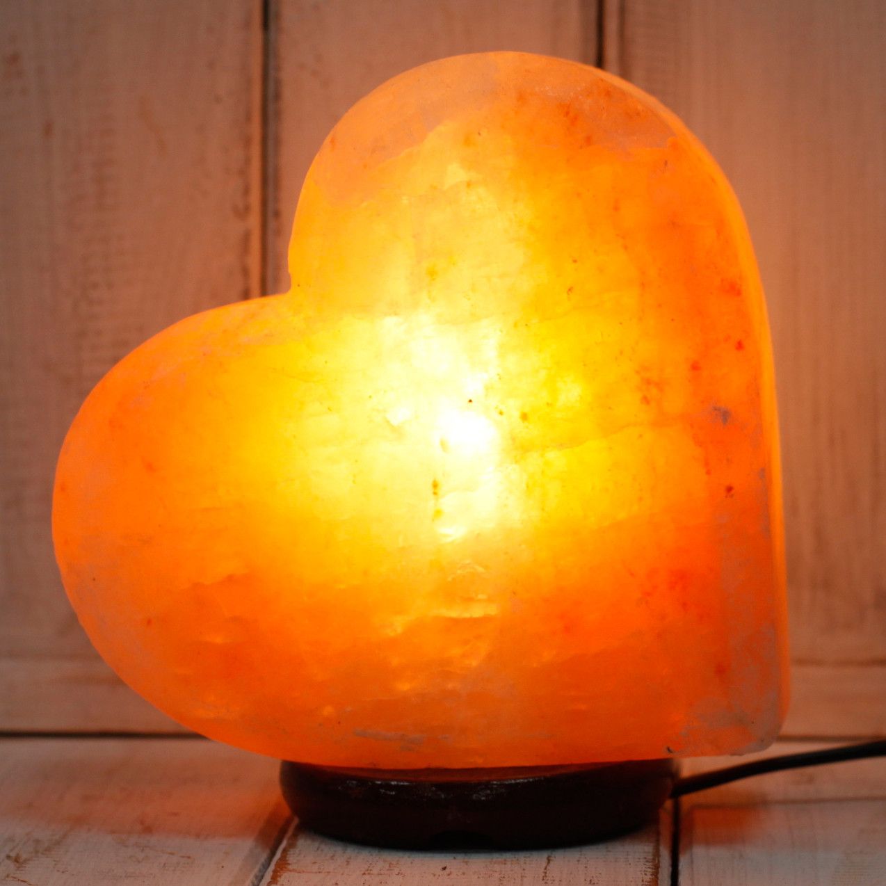 Polished Crafted Salt Lamp Heart featuring natural patterning and unique variations - Luna Panther