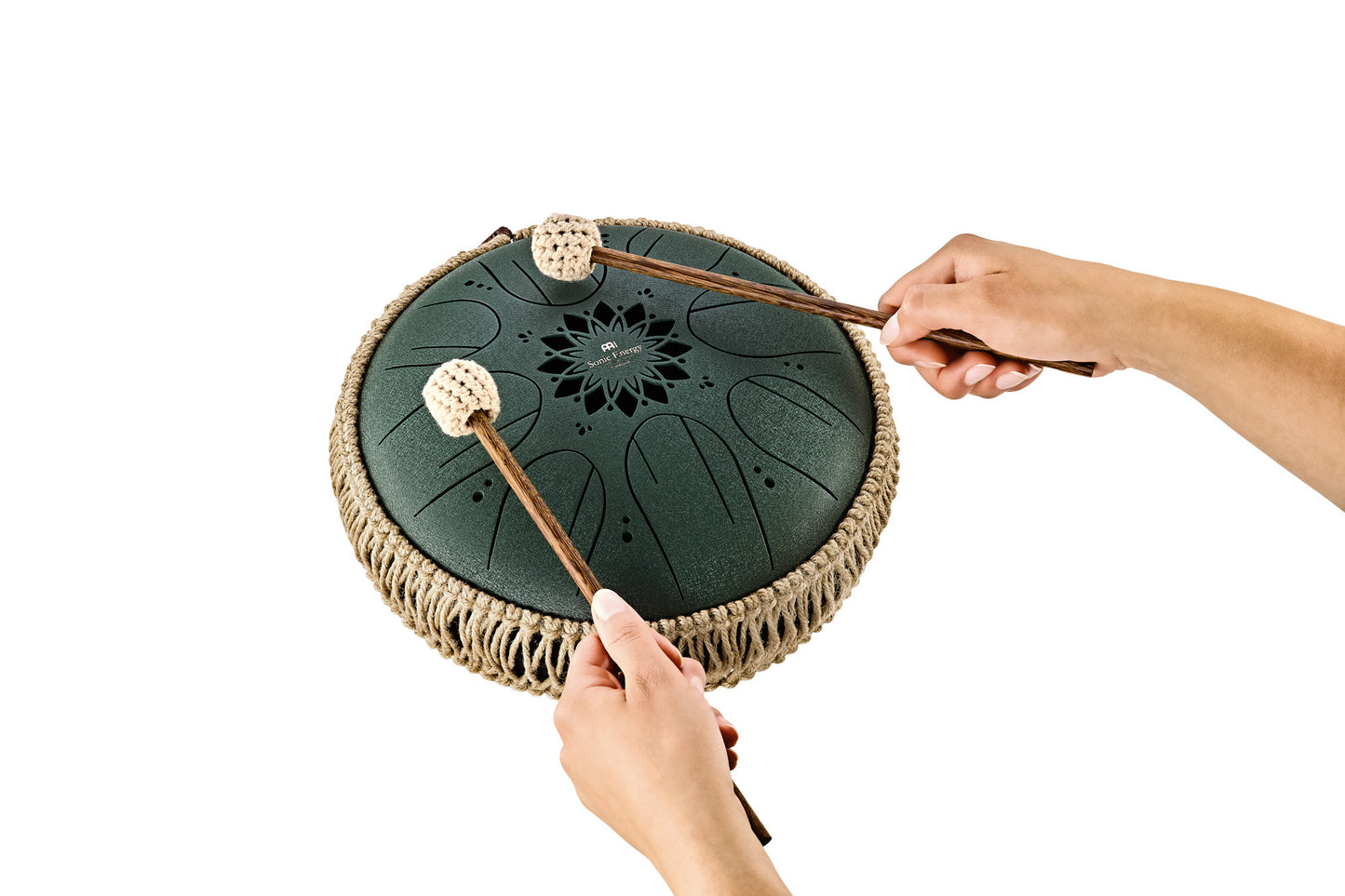 MEINL Sonic Energy Medium Octave Steel Tongue Drum 10" - F# Minor/8 Notes/432 Hz - Dark Green detail view 15 at Luna Panther