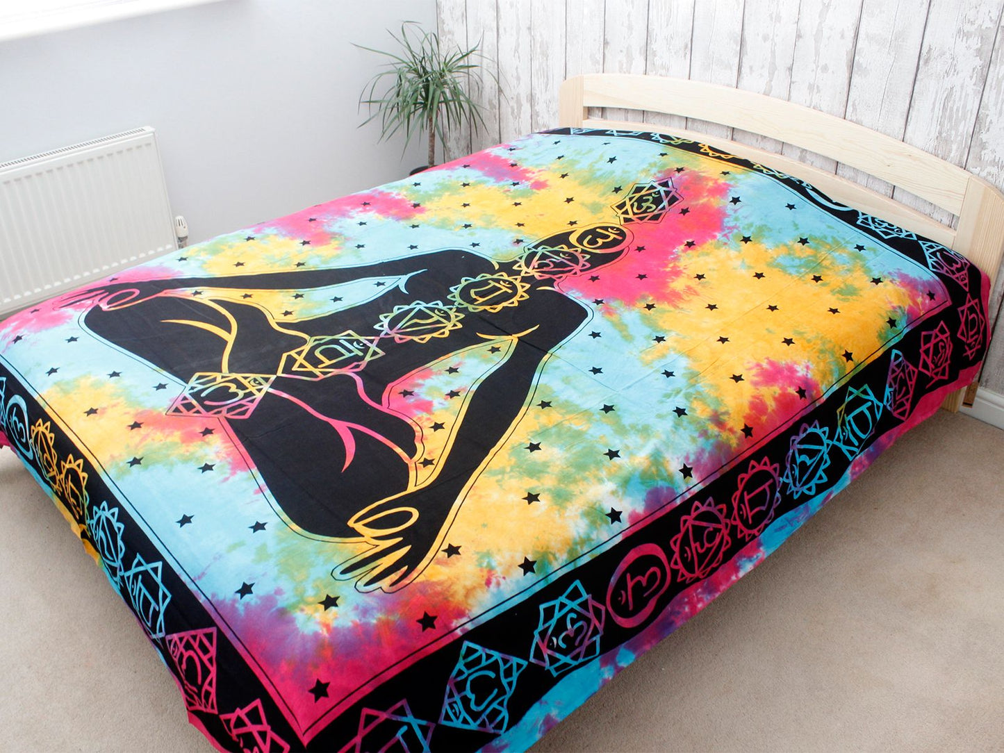 Double Cotton Bedspread + Wall Hanging - Chakra Buddha - Luna Panther