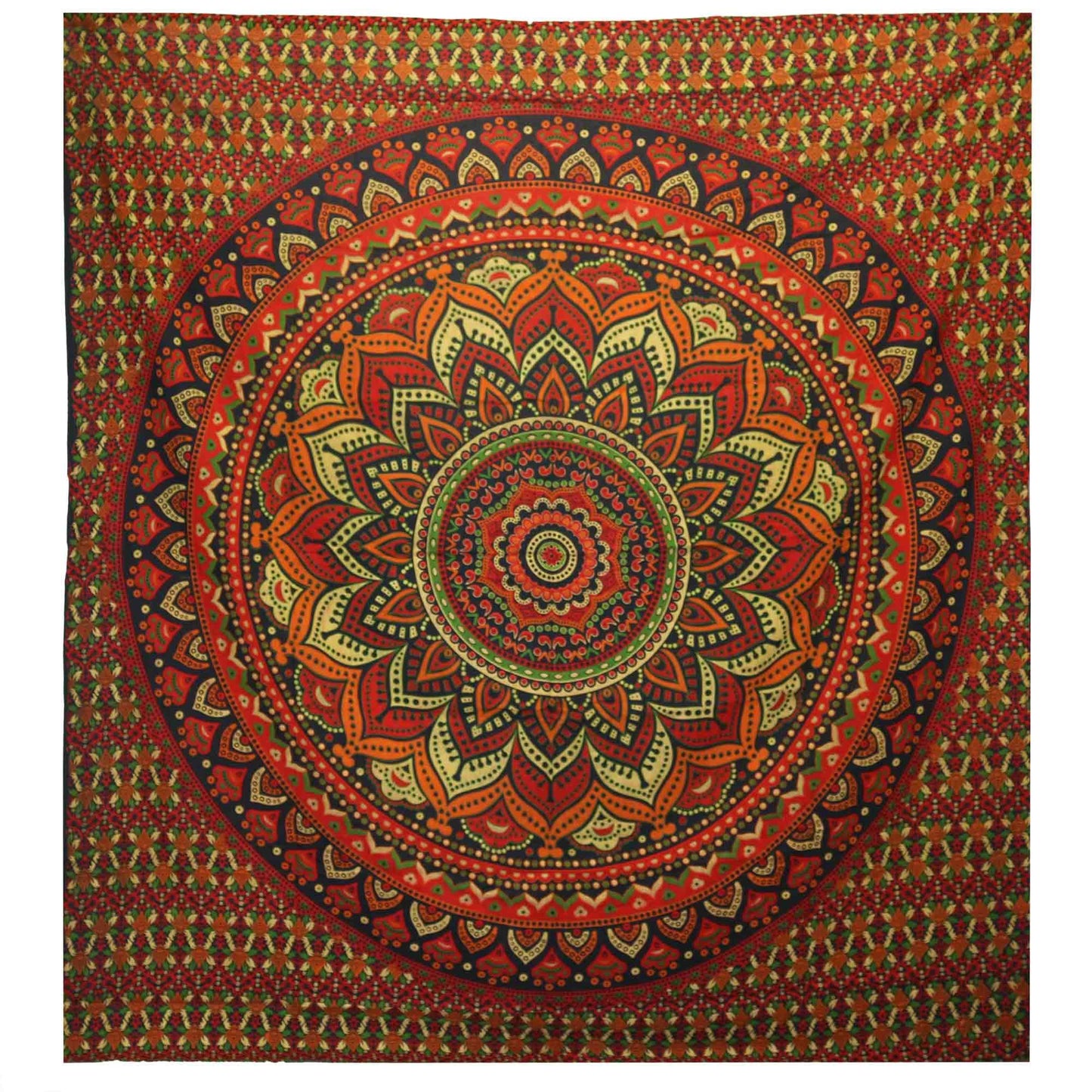 Double Cotton Bedspread + Wall Hanging - Classic Mandala - Green - Luna Panther
