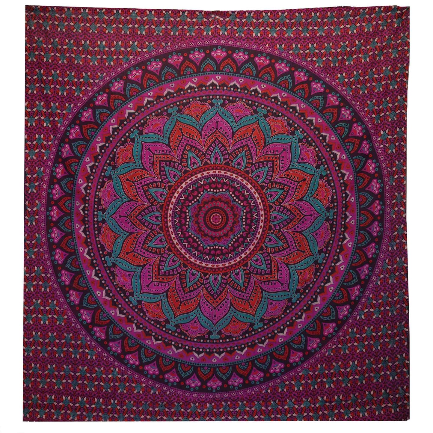 Double Cotton Bedspread + Wall Hanging - Classic Mandala - Purple - Luna Panther