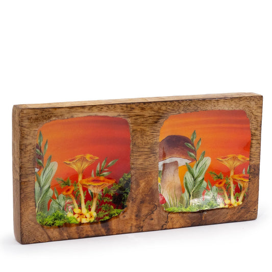 Double Trinket Tray 20x10x2.5cm - Mushroom Design Maroon - Luna Panther