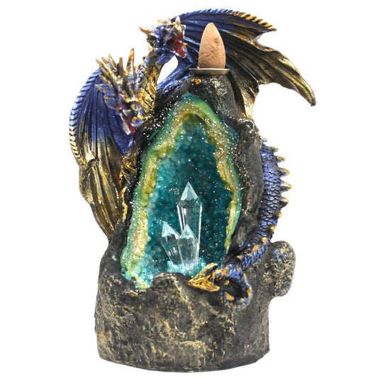 Polished Dragon with Crystal Cave LED Backflow Incense Burner featuring natural patterning and unique variations - Luna Panther