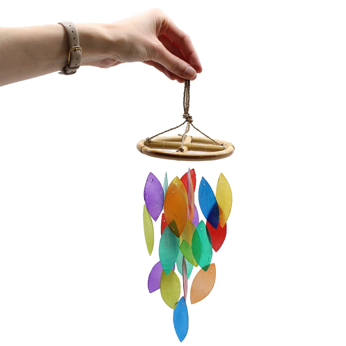 Driftwood Wind Chime - Rainbow Leaf & Bamboo Drop - Luna Panther