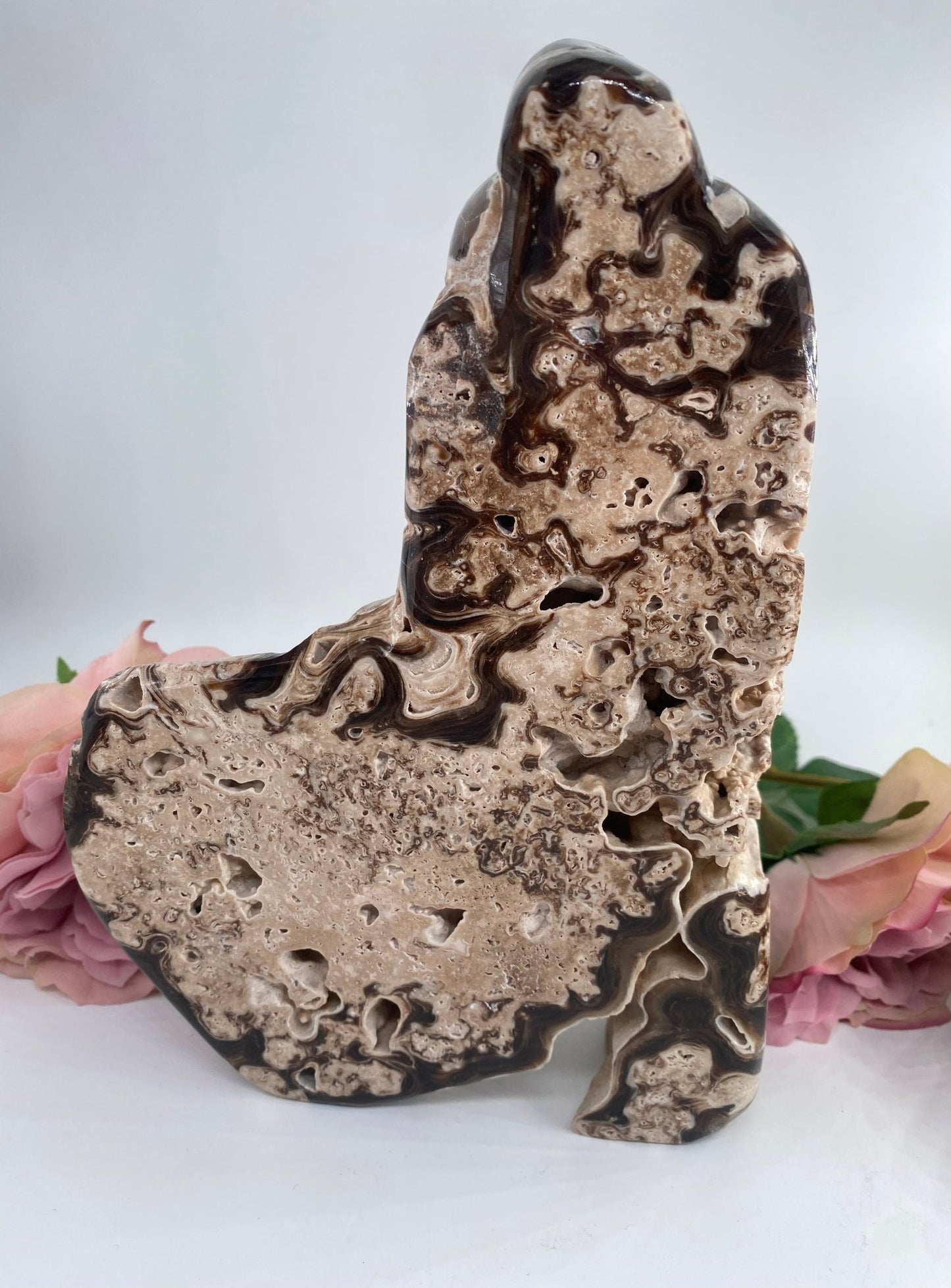 Natural Druzy Chocolate Calcite 1243G featuring soft translucent tone and gentle sheen - Luna Panther