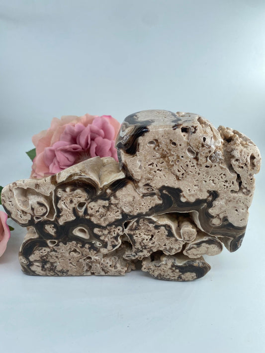 Natural Copy Of Druzy Chocolate Calcite 903G featuring soft translucent tone and gentle sheen - Luna Panther alternate view