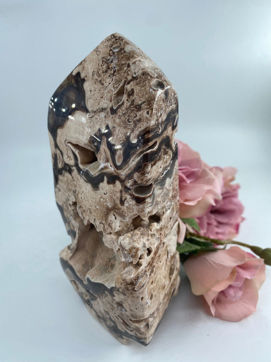 Natural Druzy Chocolate Calcite 600G featuring soft translucent tone and gentle sheen - Luna Panther alternate view