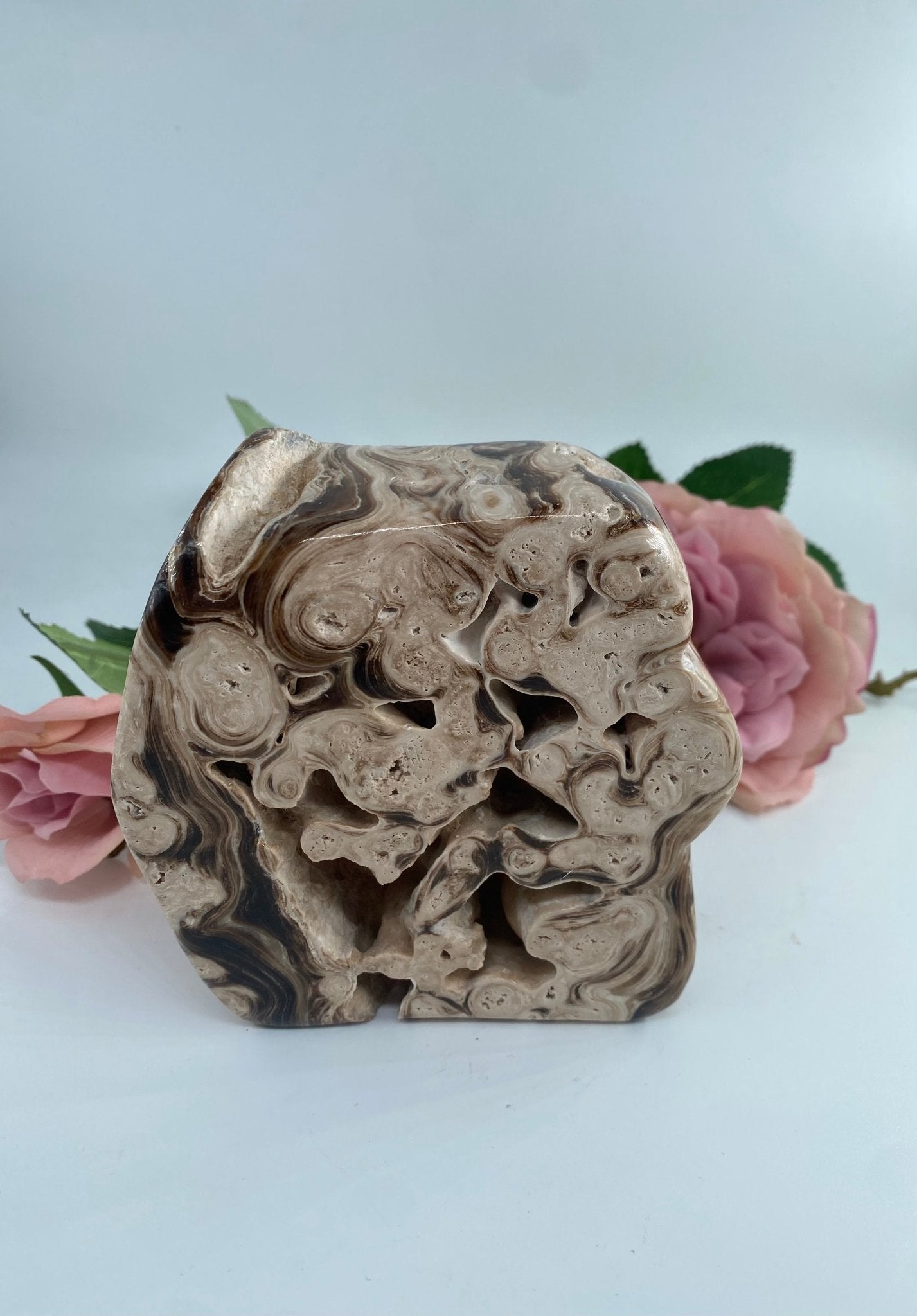 Natural Druzy Chocolate Calcite 776G featuring soft translucent tone and gentle sheen - Luna Panther