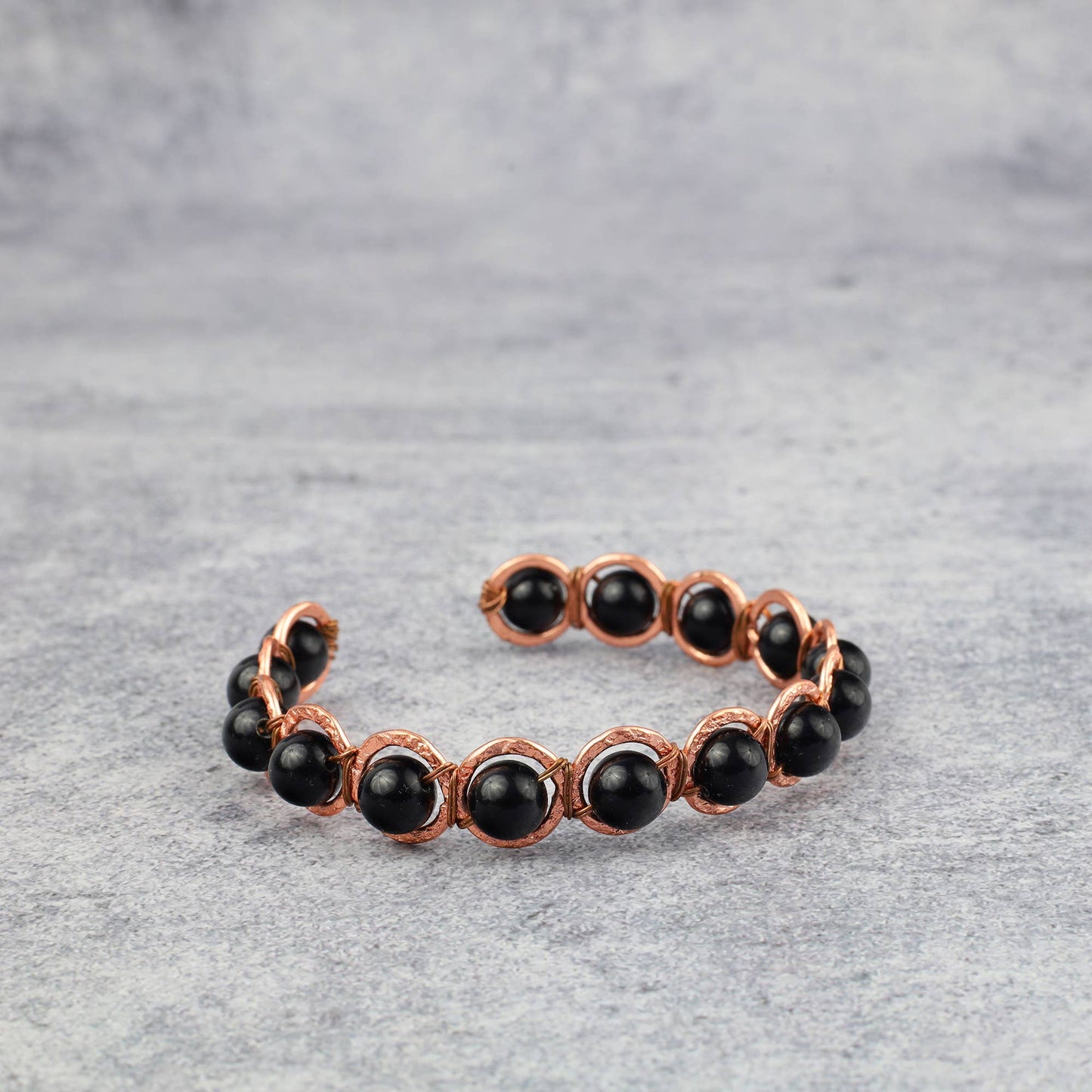 Copper & Black Obsidian Crystal Bracelet