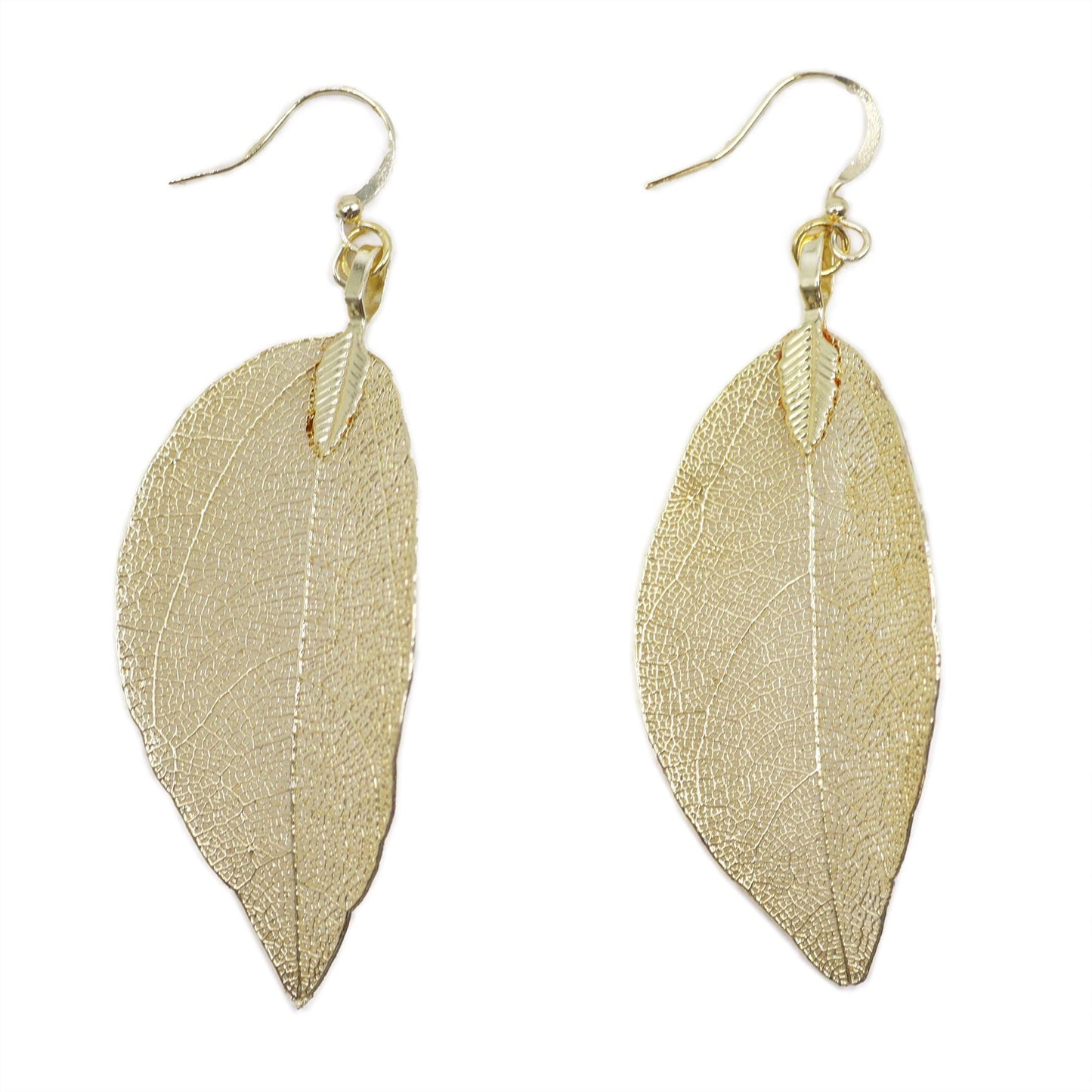 Polished Earrings - Bravery Leaf - Gold featuring natural patterning and unique variations - Luna Panther