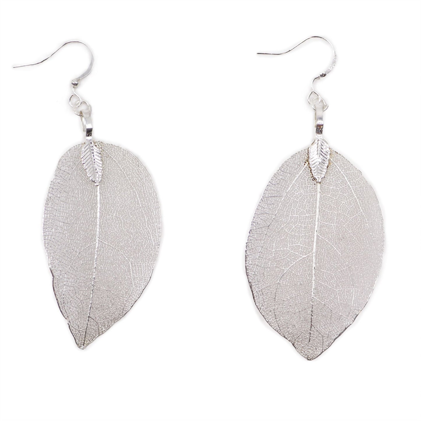 Polished Earrings - Bravery Leaf - Silver featuring natural patterning and unique variations - Luna Panther