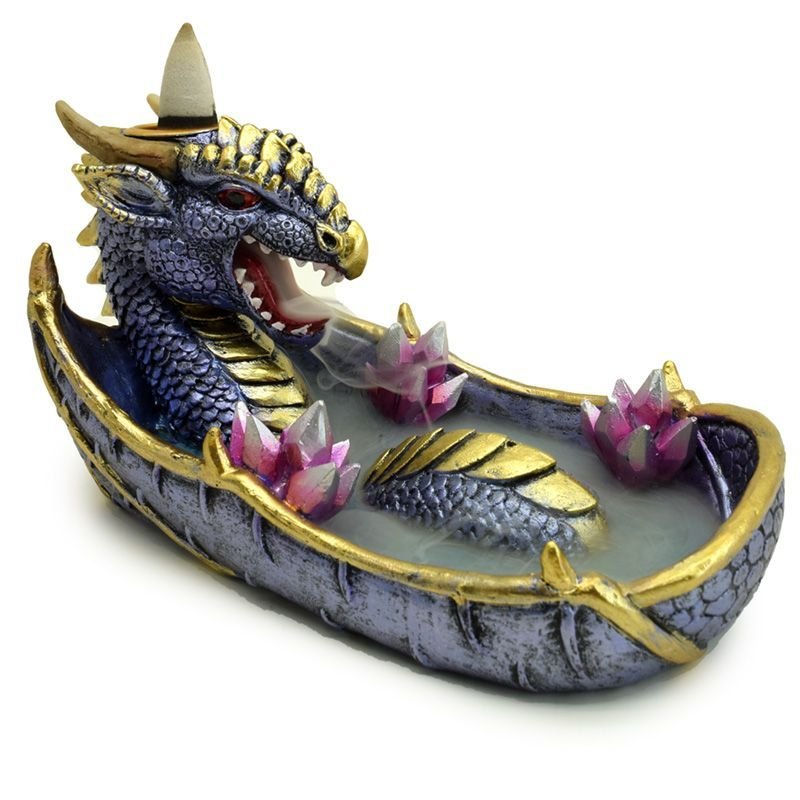 Polished Elements Amethyst Crystal Dragon Backflow Incense Burner featuring rich purple colour and natural clarity - Luna Panther