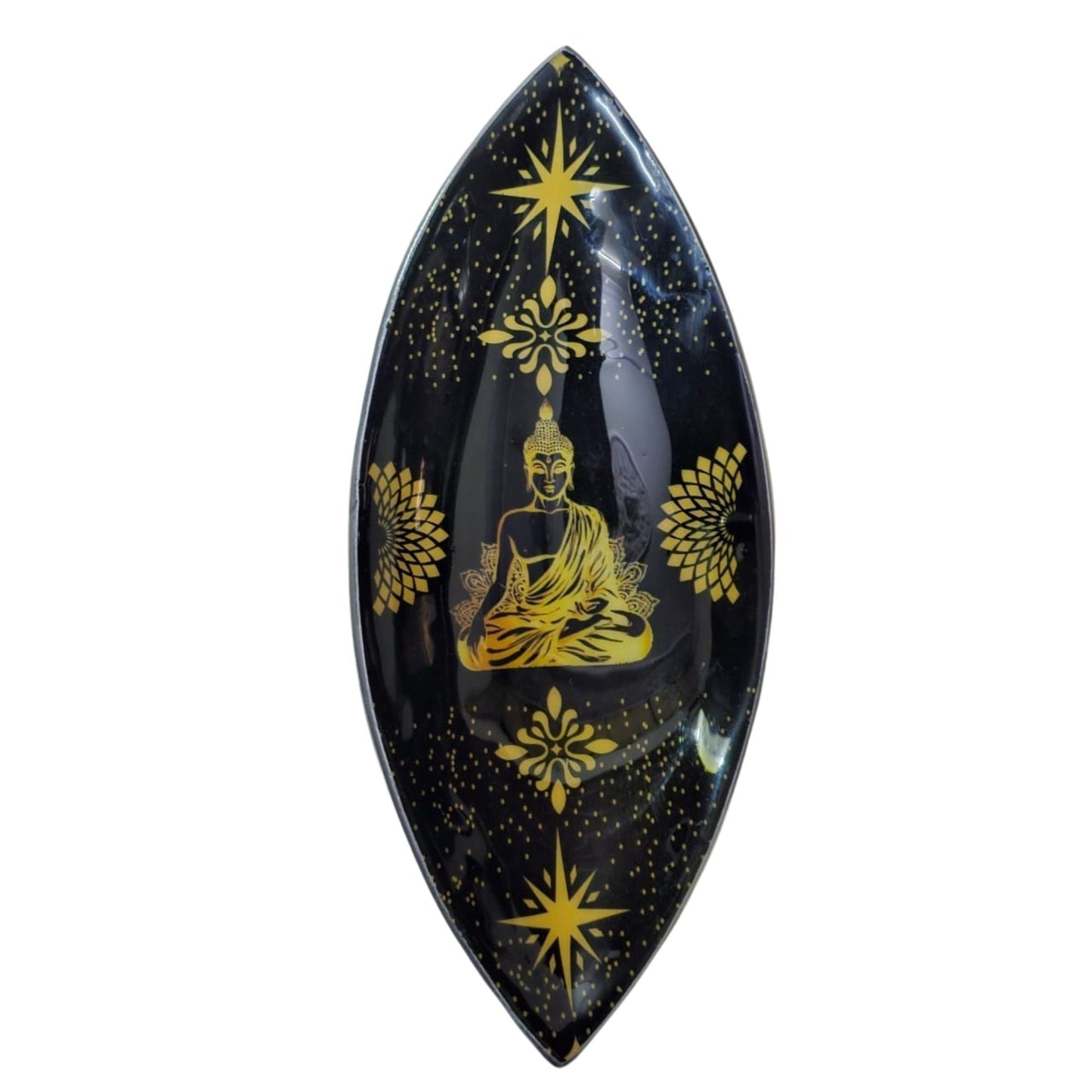 Enamel Incense Bowl - Aluminum - Gold & Black Buddha - Luna Panther