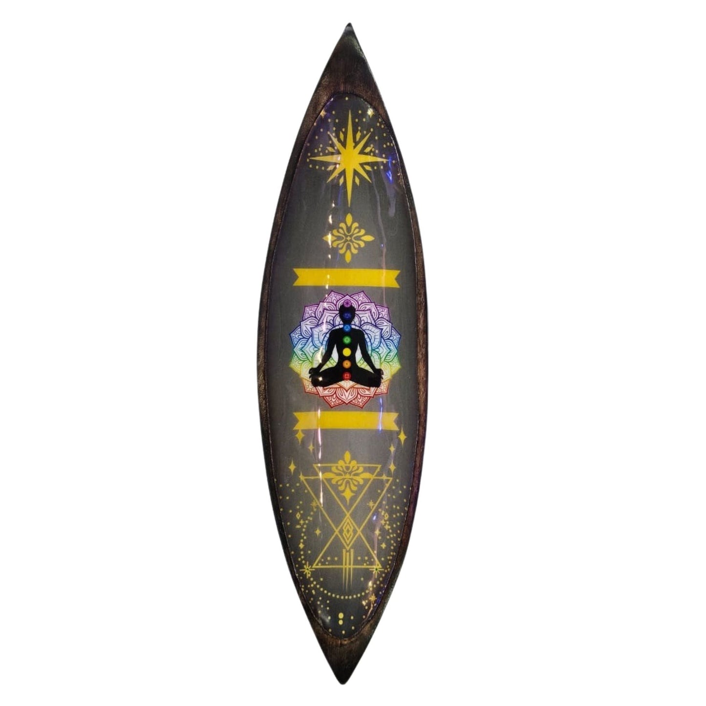 Enamel Incense Bowl - Mango Wood - Chakra - Luna Panther