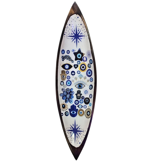Enamel Incense Bowl - Mango Wood - Evil Eye - Luna Panther