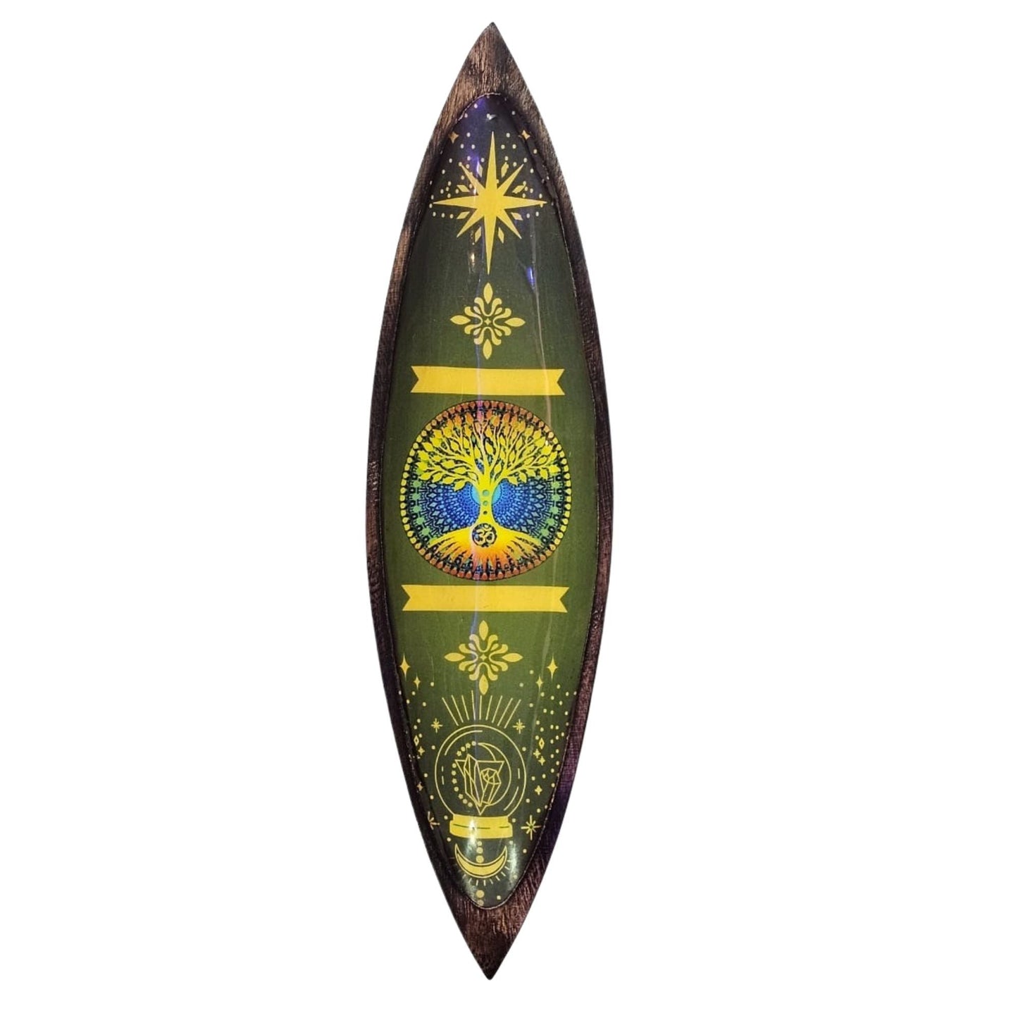 Enamel Incense Bowl - Mango Wood - Tree of Life - Luna Panther