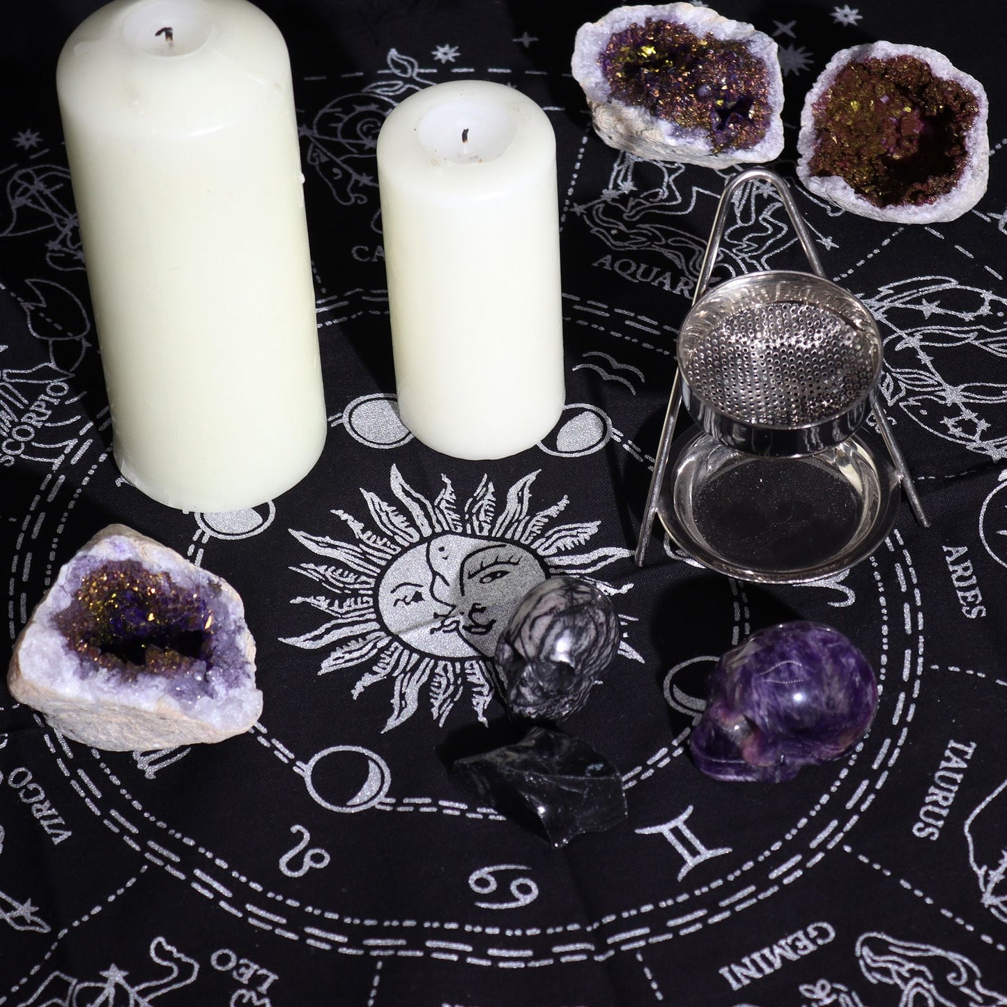 Esoteric Fringed Altar Cloth - Horoscope - Luna Panther