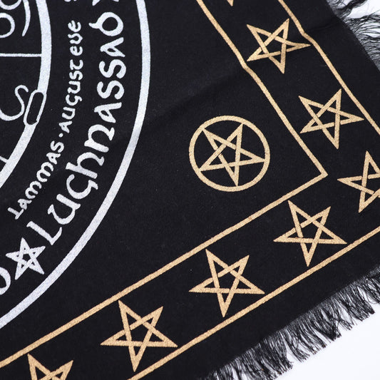 Esoteric Fringed Altar Cloth - Life Death Rebirth - Luna Panther alternate view