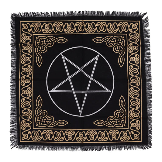 Esoteric Fringed Altar Cloth - Pentagon - Luna Panther