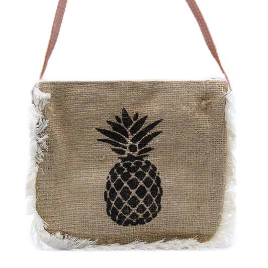 Polished Fab Fringe Bag - Pineapple Print featuring natural patterning and unique variations - Luna Panther