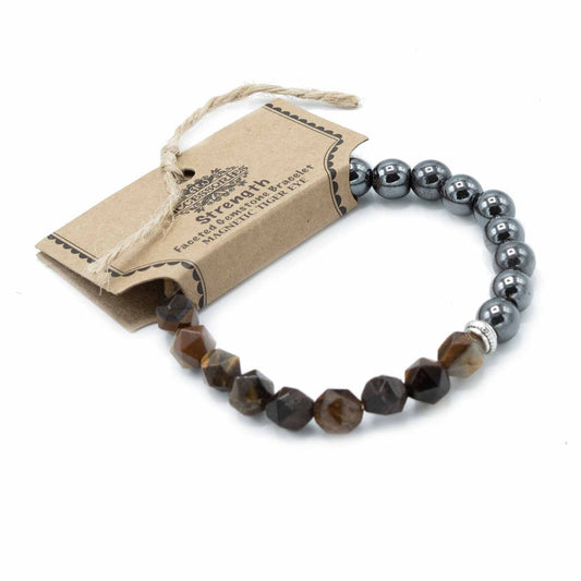 Faceted Gemstone Bracelet - Magnetic Tiger Eye - Luna Panther