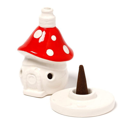 Fairy Toadstool House Ceramic Incense Cone Burner - Luna Panther