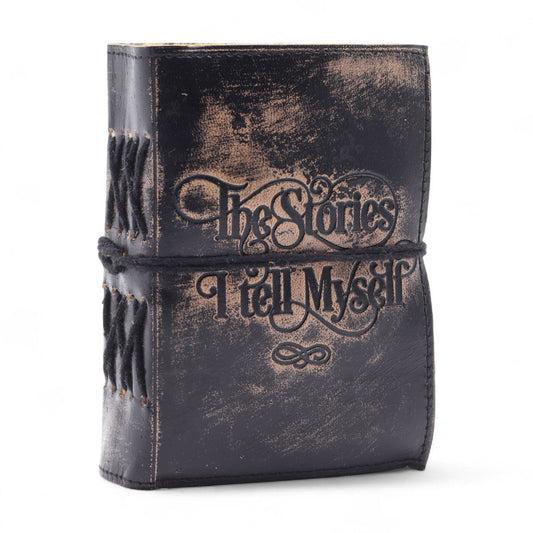 Fat Deckled Edge Leather Notebooks (5x3.5") - The Stories I Tell Myself - Luna Panther alternate view