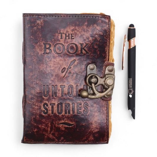 Fat Deckled Leather Notebook - The Book of Untold Stories - 15x10 cm - Luna Panther alternate view