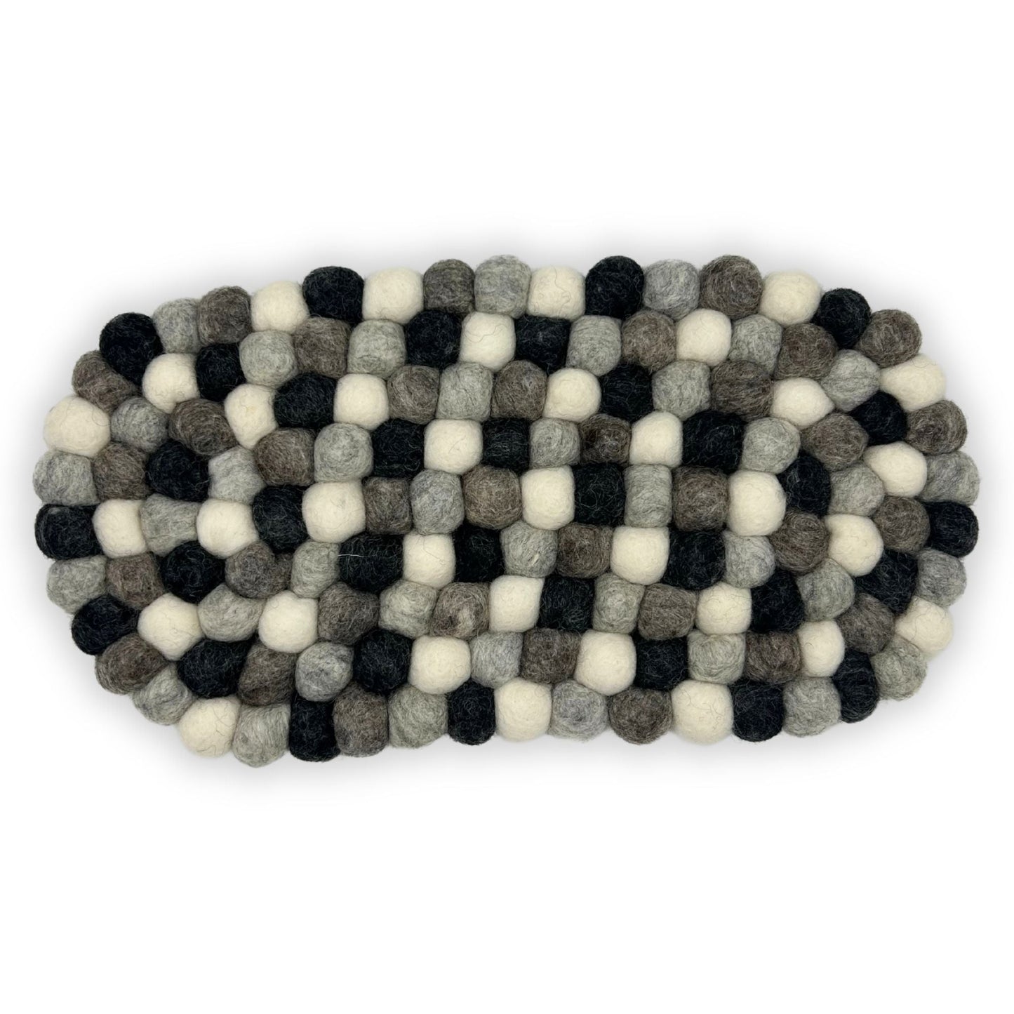 Felt Ball Oval Centre Mat - Multi Grey Colour - Luna Panther