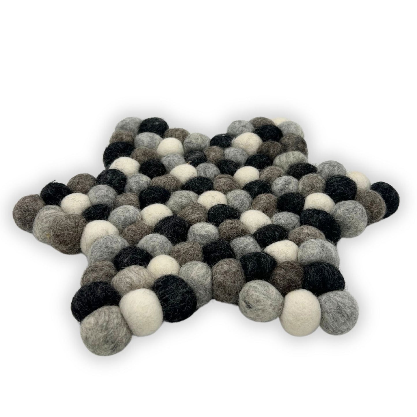 Felt Ball Star Centre Mat - Multi Grey Colour - Luna Panther
